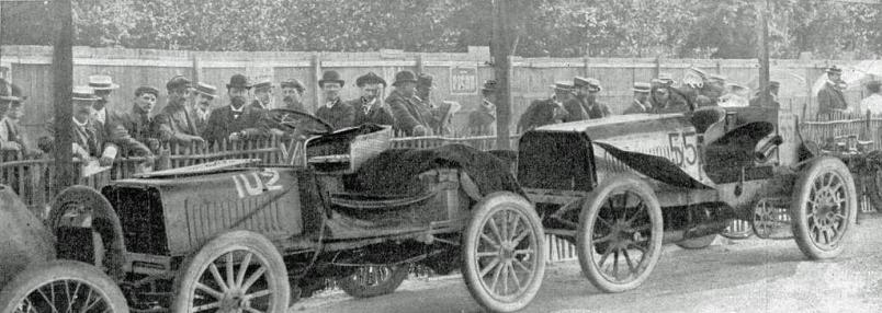 Car No.102 was a Henriod and No.55 was a Panhard 70. Charles Rolls (of Rolls-Royce) drove No. 59, also a Panhard 70