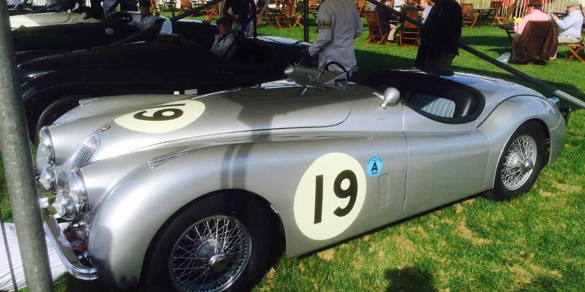 A 1948 Jaguar XK120 with a 3.4 litre 6-cylinder engine